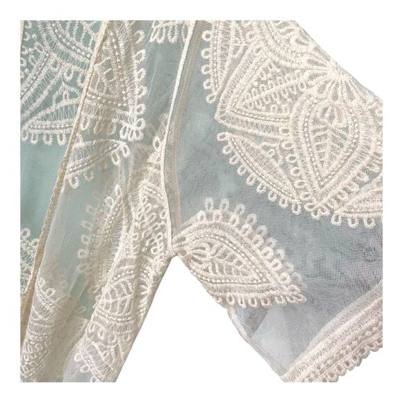 Boho Cream Lace  Sheer Kimono Cardigan in Size XL - Picture 11 of 12